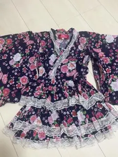 美品　花柄　浴衣ドレス 120〜130