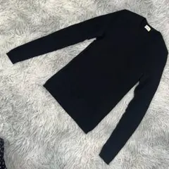 SUIVI Mサイズ Vネック リブニット セーター 無地 黒 通勤