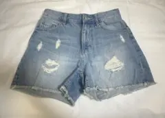 デニムショートパンツ ダメージ加工