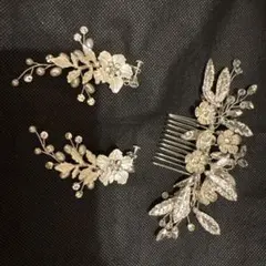 シルバー　 ブライダル　アクセサリー　ヘッドドレス　イヤリング