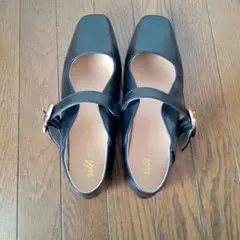 オリエンタルトラフィック　スクエアトウバックルベルトパンプス24.5ブラック