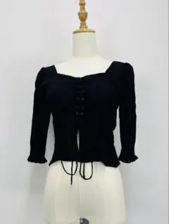 mysty woman⭐︎夏爽やかアイテム⭐︎七分袖紐付きカットソーF【中古】D36のサムネイル