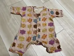 花柄ロンパース 半袖 ピンク系　60-70