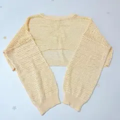 新品未使用 イエローカーディガン 編み込みデザイン 長袖 短丈 ショート丈