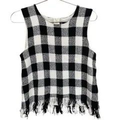 zara ザラ ビスチェ チェック モノトーン フリンジ レイヤードスタイル