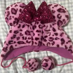 ディズニー ファンキャップ ヒョウ柄 ミニー ピンク