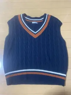 ネイビー Vネック ニットベスト