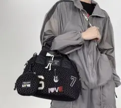 メッシュデザイン ショルダーバッグ ブラック