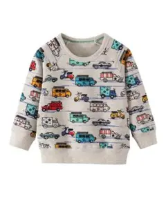 お値下げ‼️はたらく車 綿100%薄手トレーナー 110〜116cm グレー