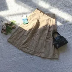 インデックス フレアスカート 膝丈 ウール混 M 通勤 ナチュラル上品 着回し