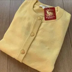 新品　カシミヤ100% カーディガン　ニット　アンサンブル　イエロー　L