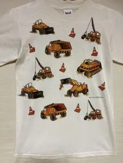 建設車両イラスト Tシャツ 希少未使用 両面プリント　90年代ヴィンテージ　夏服
