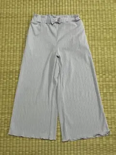 キッズ トップバリュ 総ゴムリボン付きリブワイドパンツ ラベンダー 120