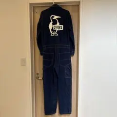 極美品 CHUMS チャムス デニム ツナギ オールインワン ビッグロゴ