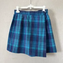 青と紫のチェック柄ラップスカート