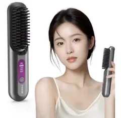 ヒートブラシ コードレス ブラシ型ヘアアイロン ストレートブラシ マイナスイオン