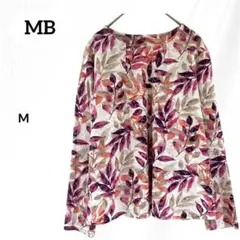 MB　総柄　長袖Tシャツ　長袖カットソー　M　ホワイト ピンク　ロンT