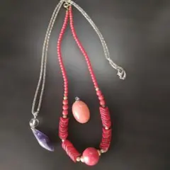 ビンテージ　天然石、水晶？ガラス？　ネックレス　まとめ