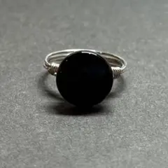 WR36S 天然石 パワーストーン ワイヤーリング オニキス コインカット