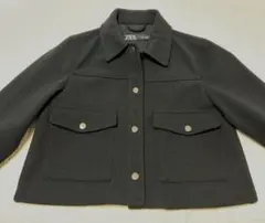【美品】ZARA ウールブレンド ショートコート ブラック Sサイズのサムネイル