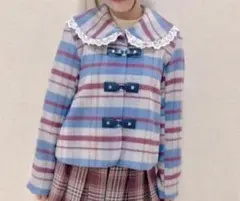 美品 axesfemme アクシーズファム レース チェック 丸襟 コート　M