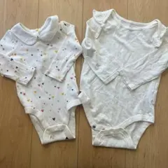BabyGAP 70 80 ロンパース　長袖　2着　セット　フリル　襟　ホワイト