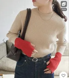 ♡Discoat♡モチモチリブ袖配色ハイネックニット♡