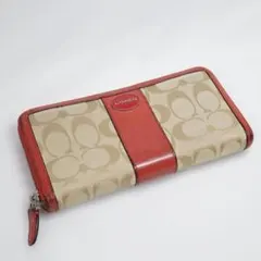 COACH コーチ 長財布 シグネチャー ラウンドファスナー 赤 匿名配送