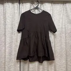 OPAQUE.CLIP 異素材切り替え ペプラムトップス ブラウンのサムネイル