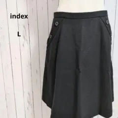 index☆ウール100%　フレアスカート　L　黒　ひざ丈　サイドジップのサムネイル