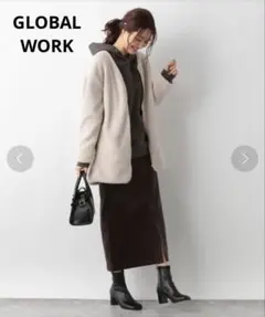 【美品】GLOBAL WORKライトボアブルゾン オフホワイト