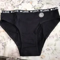 黒いリブ編みショーツ Lサイズ新品