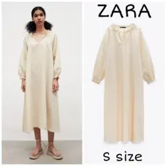 ZARA　ミディ チュニック ワンピース　Sサイズ　ライトベージュ