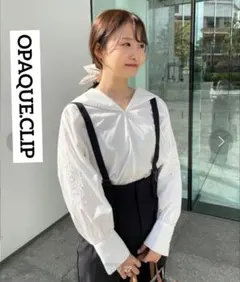 新品　OPAQUE.CLIP　セーラーカラー刺繍チュニックブラウスのサムネイル