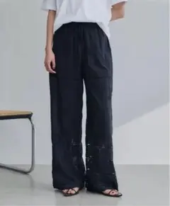 クルーレ Crewre パネルデザインコットンレースパンツ ネイビー3