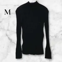 即購入OK❣️【M】リブ編み 黒 タートルネック 長袖セーター タイト ブラック