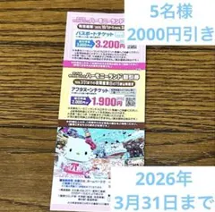 サンリオ　キャラクターパーク　特別割引券　チケット　割引券　遊園地　5名様　大分のサムネイル