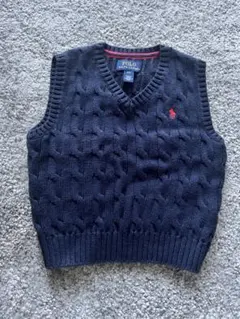 【90cm】Polo Ralph Lauren ネイビー ケーブルニットベスト