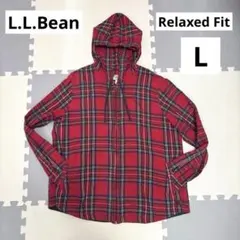 L.L.Bean タータンチェック フランネル ジップアップパーカー
