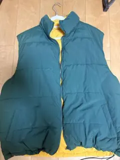 リバーシブル ダウンベスト グリーン/イエロー