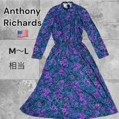 USA製 ヴィンテージ ワンピース 80s 90s レトロ パープル ドレス