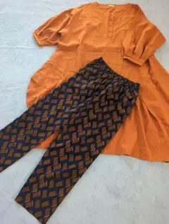 CRBワンピ×CLOCHE柄パンツ 大人映え2点コーデ