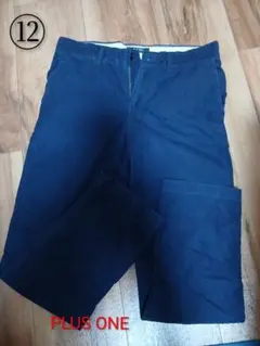 PLUS ONE ネイビー ロングパンツ Ssize