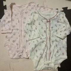 ベビー肌着 ロンパース 長袖2枚セット 70サイズ　西松屋　花柄　綿100%