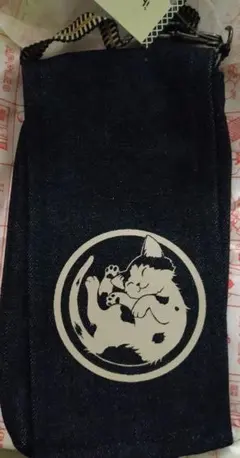 【値下げ】岡山デニム　にゃおとら　スマホ入れ