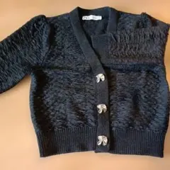 ZARA 黒 カーディガン Sサイズ　ボタンシルバー