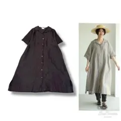 yuni ユニ Hemp chambray シャツワンピース 麻素材 開襟 羽織