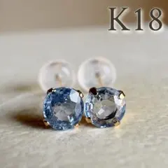 未使用 ツツミ ロイヤルブルームーンストーン 一粒 ピアス K18YG