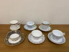 N0722-09★Noritake カップ・ソーサー ブルー系6個セット