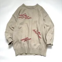 新品☆サマンサモスモス 手描き風刺繍ニット　ベージュ　ゆったり　SM2